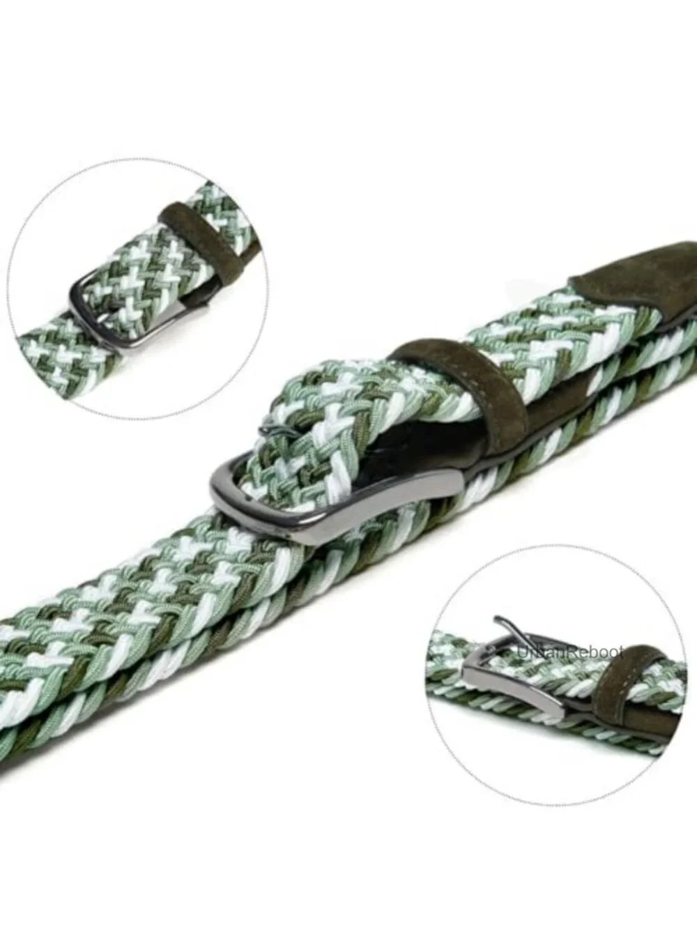 Men's Stretch Braided Elastic Golf Belt, No-Hole Adjustable, Metal Buckle -